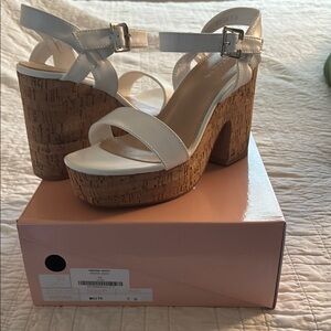 Kenica White Platform Ankle Strap Sandals